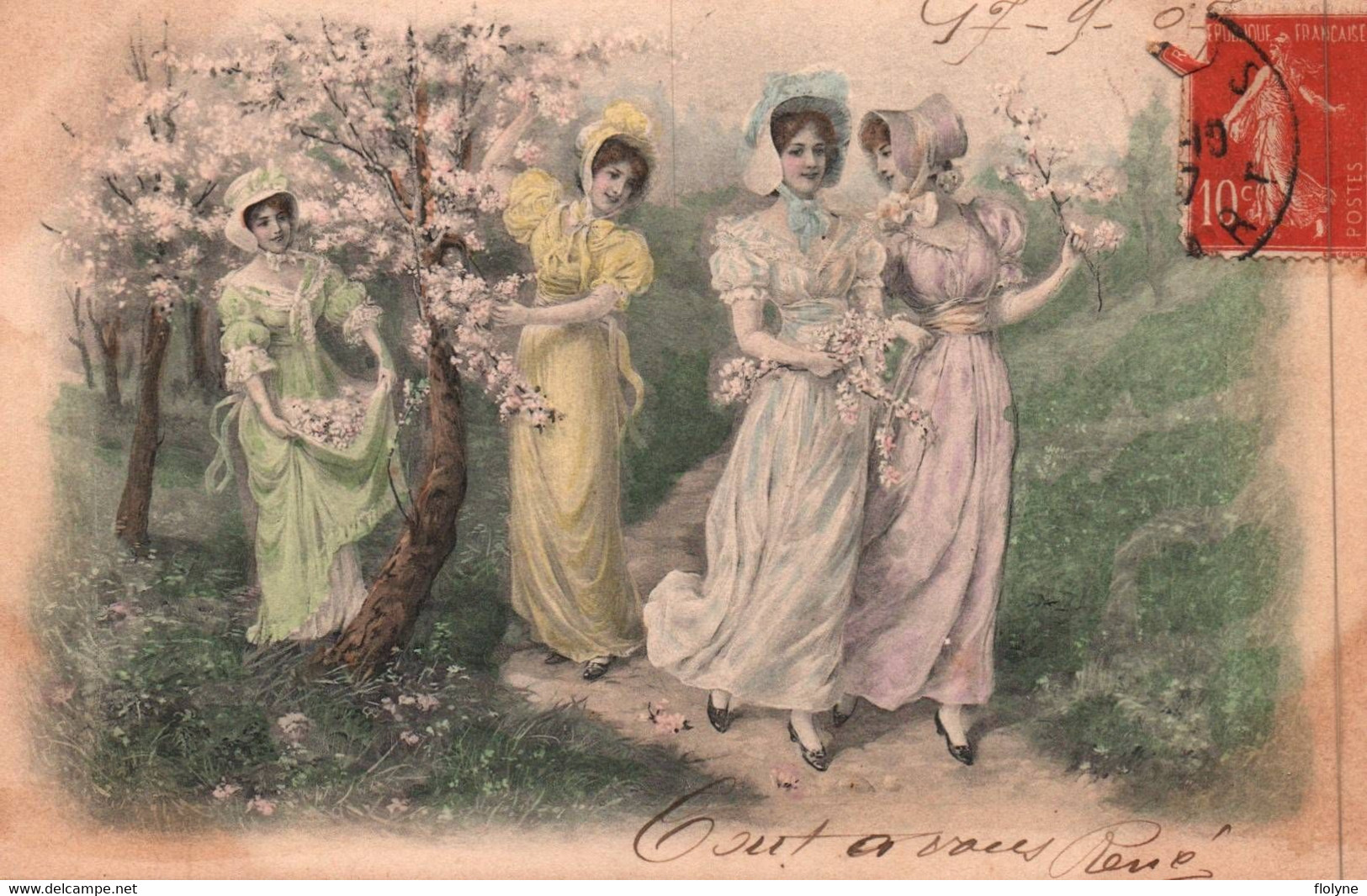 Viennoise - Cpa Illustrateur M M VIENNE N°257 - Femmes Se Promenant Et Fleurs - Vienne