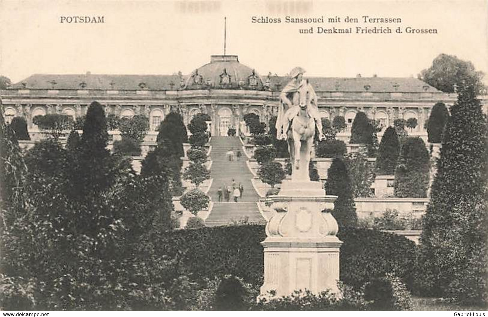 Potsdam Schloss Sanssouci Mit Den Terrassen Und Denkmal Friedrich D. Grossen - Potsdam