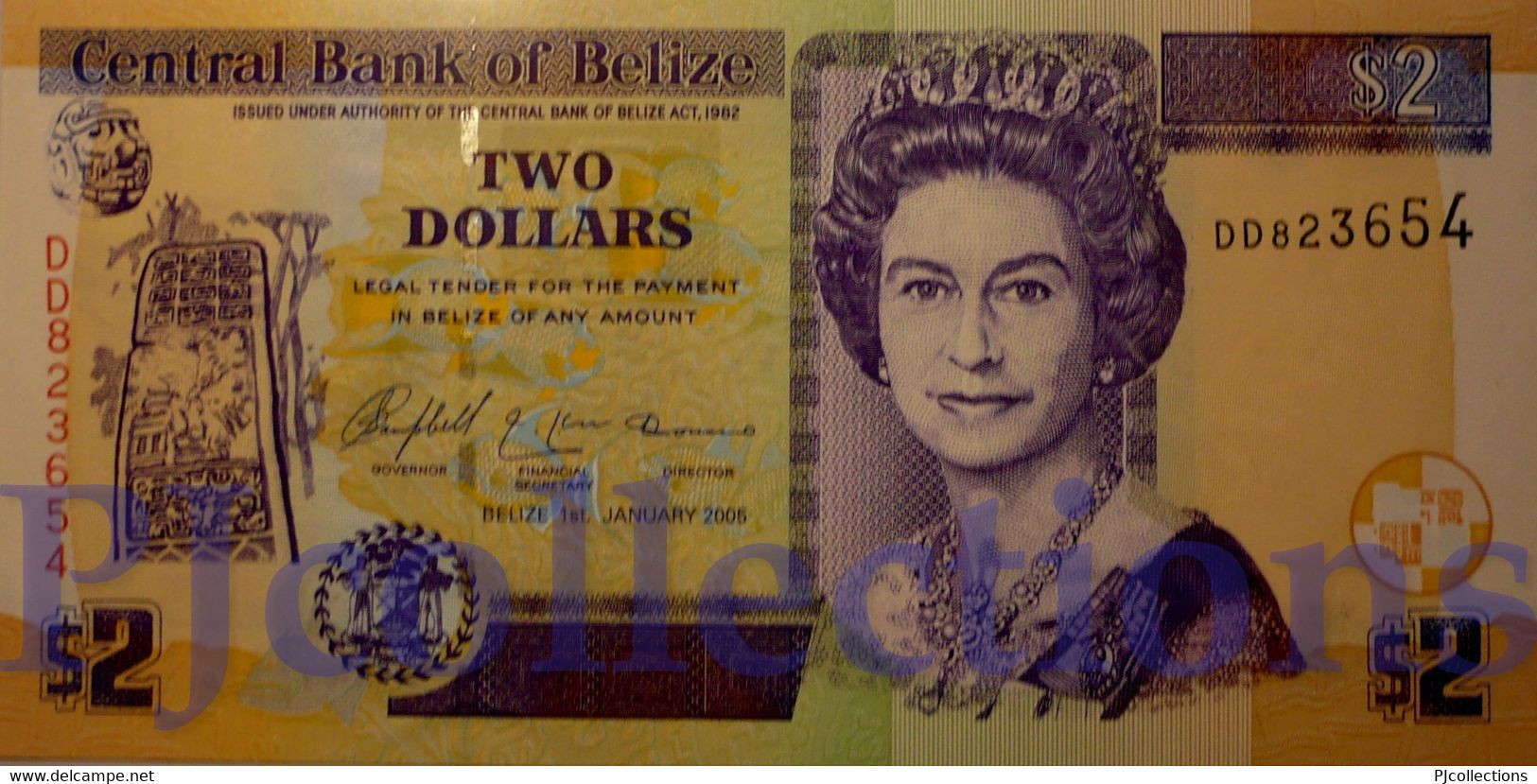 BELIZE 2 DOLLARS 2005 PICK 66b UNC - Belize