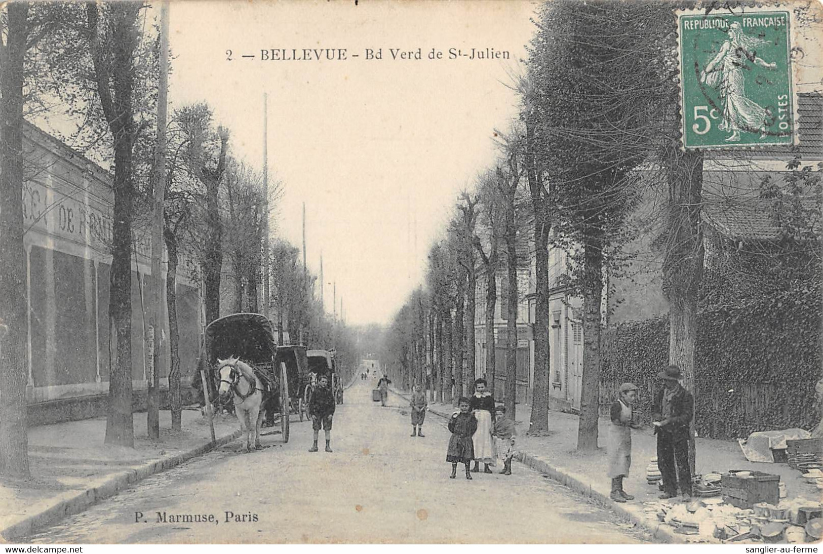 CPA 92 BELLEVUE / BOULEVARD VERS SAINT JULIEN / RETAMEUR / METIER - Andere & Zonder Classificatie