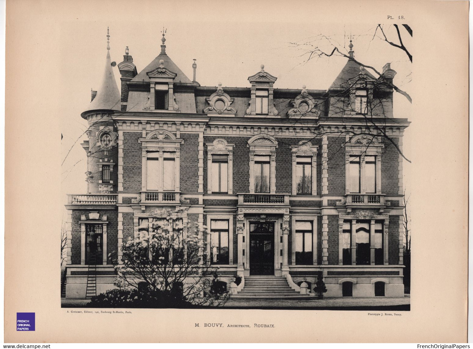 Villa à Croix - Rare Photographie En Phototypie 30x40cm Architecte Bouvy De Roubaix Architecture GFE1-37 - Architectuur