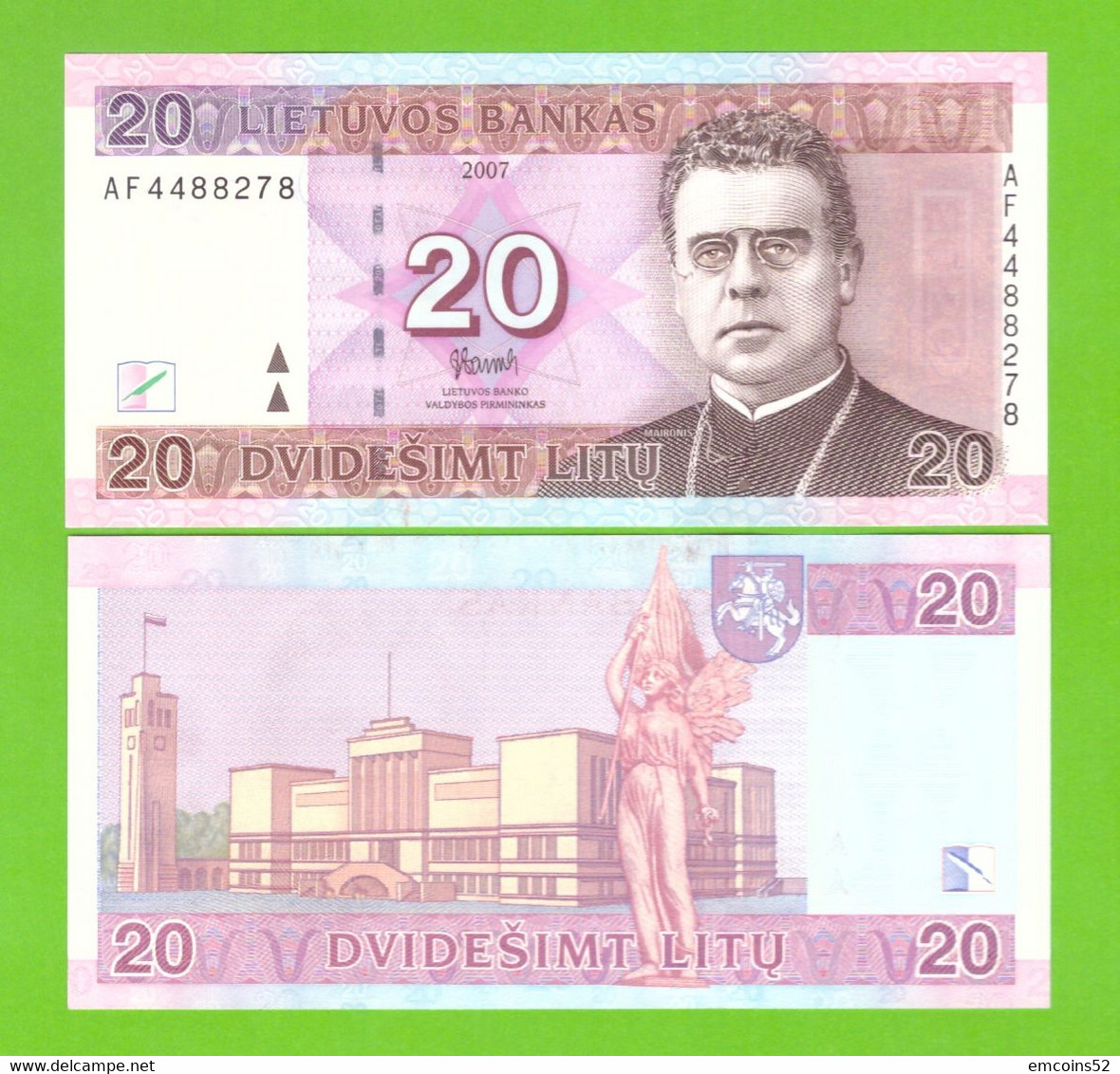 LITHUANIA 20 LITU 2007  P-69 UNC - Litouwen