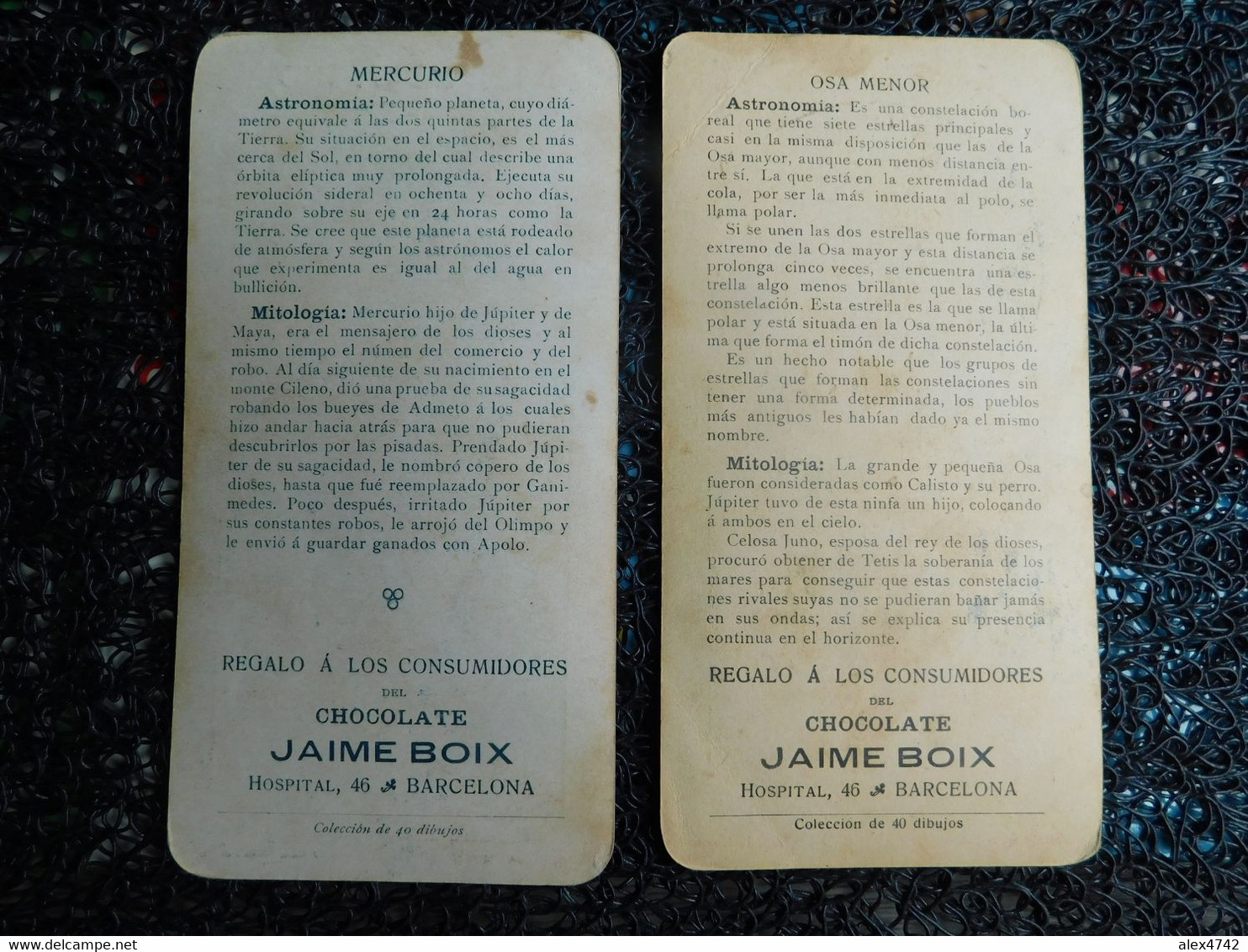 RARE, Chocolates Jaime Boix Série Complète De 40 Chromos Cartonnées (6,5x13,5 Cm), Astronomie 1920-30 (BOX6) - Other & Unclassified