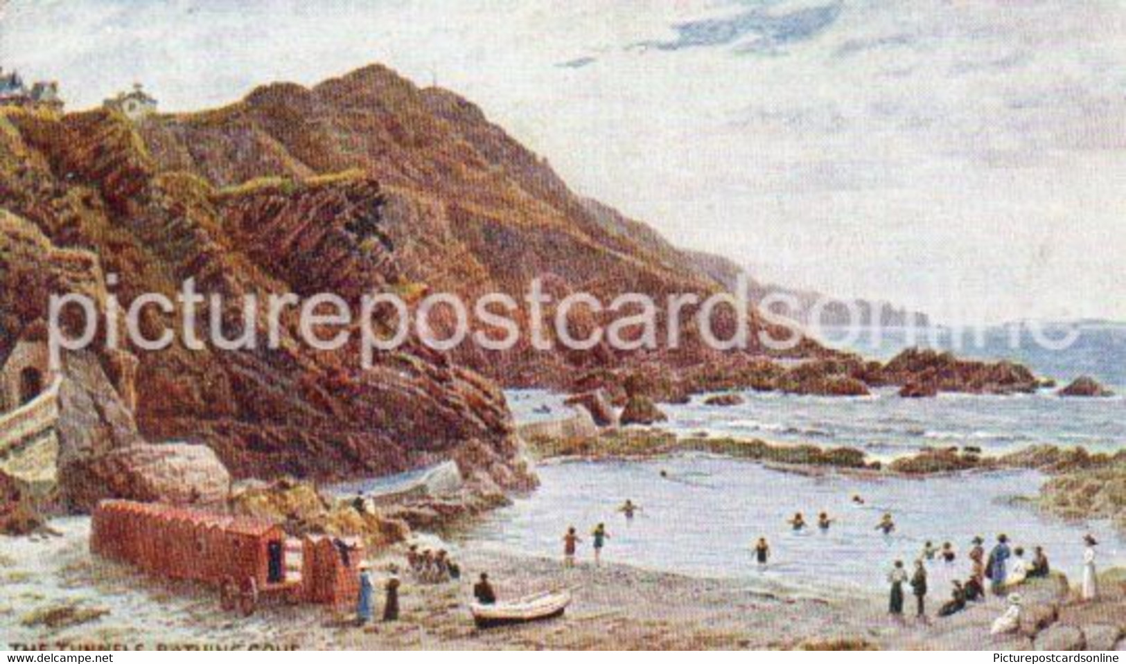 THE TUNNELS BATHING COVE ILFRACOMBE OLD ART POSTCARD BY A. R. QUINTON NO 937 DEVON - Quinton, AR