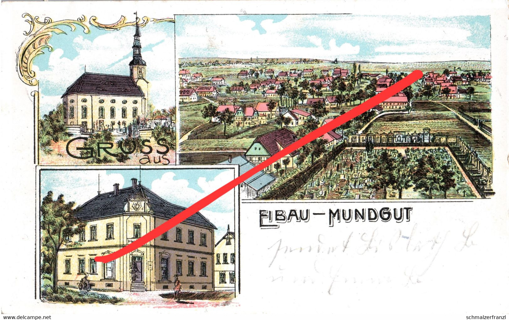 Litho AK Eibau Mundgut Gasthof Neueibau Walddorf Oberoderwitz Ebersbach Neugersdorf Leutersdorf Stempel Obercunnersdorf - Neugersdorf