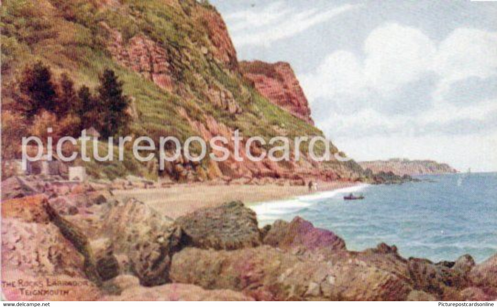 TEIGNMOUTH THE ROCKS LABRADOR OLD ART COLOUR POSTCARD BY A. R. QUINTON NO 2207 DEVON - Quinton, AR