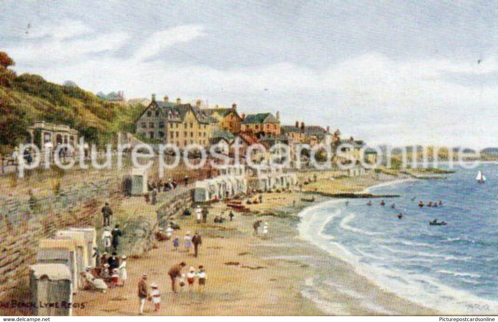 LYME REGIS THE BEACH OLD ART COLOUR POSTCARD BY A. R. QUINTON NO 2239 DORSET - Quinton, AR