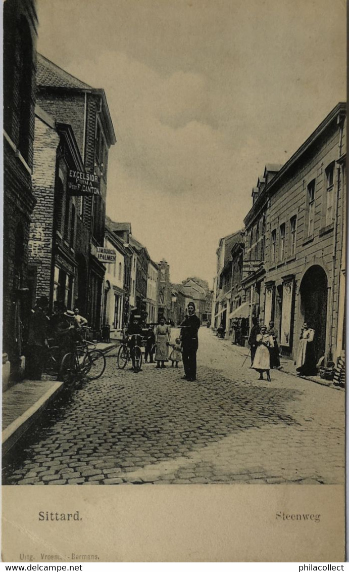 Sittard // Steenweg (geanimeerd) 1910 Topkaart - Sittard