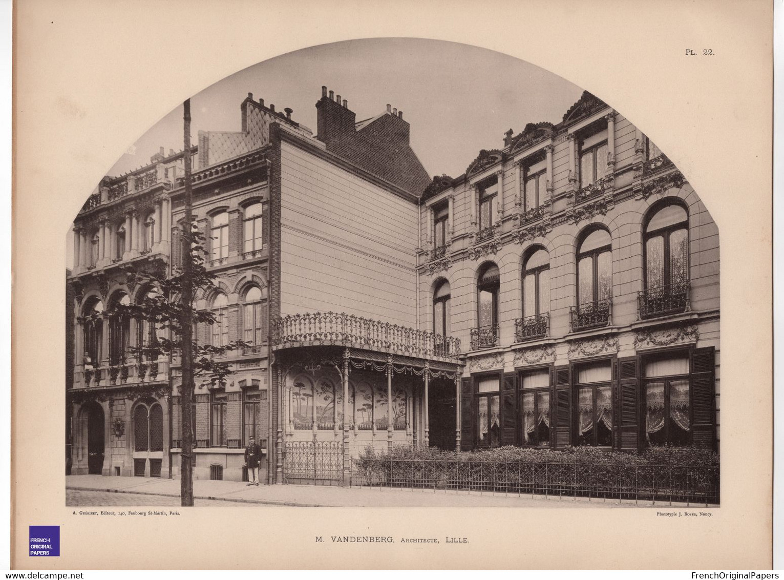 Maison Architecte Vandenberg à Lille - Rare Photographie En Phototypie 30x40cm Architecture Art Nouveau GFE1-38 - Arquitectura