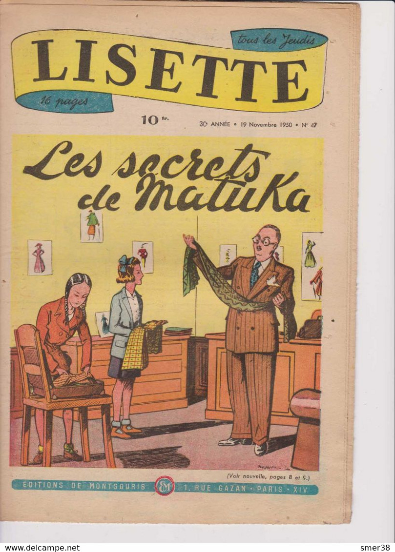 Lisette - 1950 - 30eme Année  - N° 47 -  19/11/1950 - Lisette