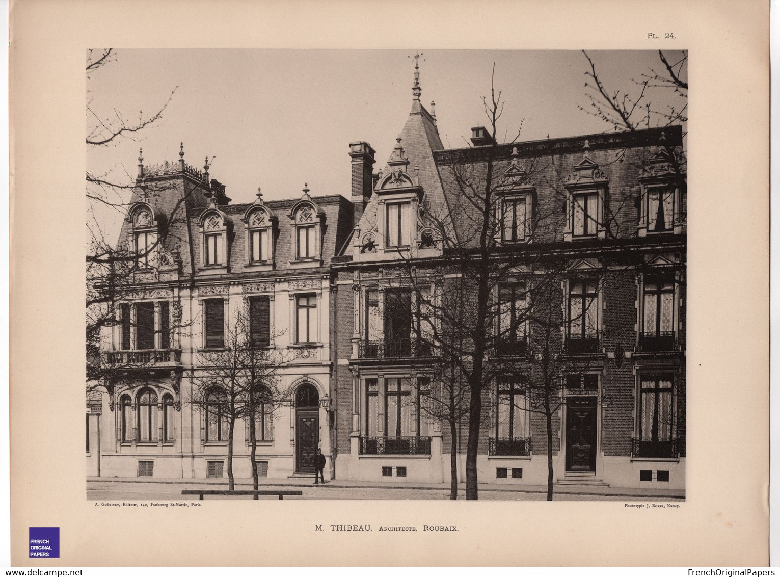 Maisons à Roubaix - Rare Photographie En Phototypie 30x40cm Architecture Architecte Thibeau Maison D'Alfred GFE1-39 - Arquitectura