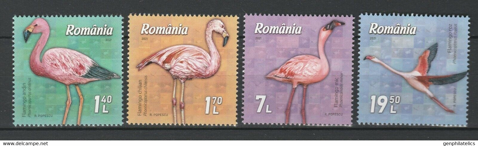ROMANIA 2021 FAUNA Animals. Birds FLAMINGOES - Fine Set MNH - Ongebruikt