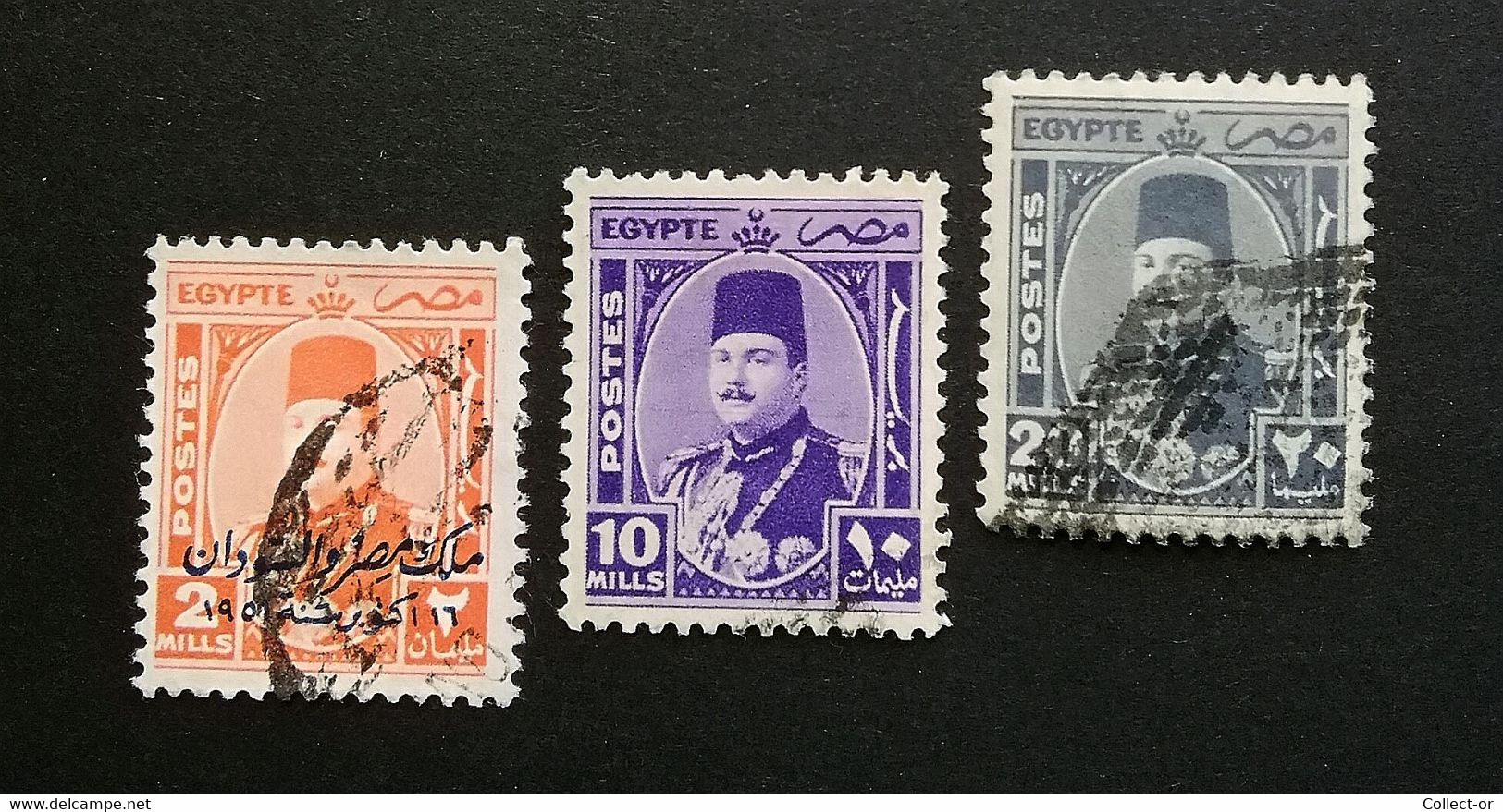 EGYPTE, 1944-1950, 2, 10 Et 20 Mills, Scott N° 243A77, 247A77, 250A77, Oblitérés - Used Stamps