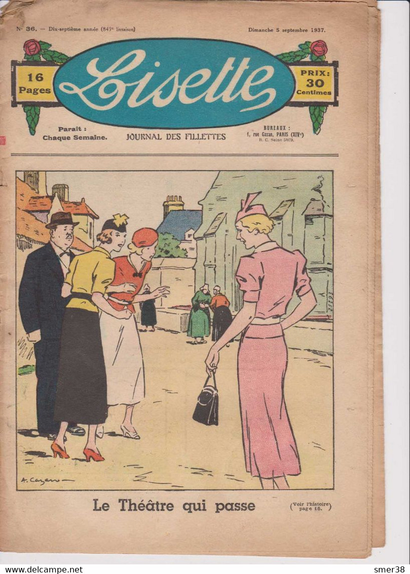 Lisette - Journal Des Fillettes  - 1937 - 17eme Année  - N° 36 -  5/9/1937 - Lisette