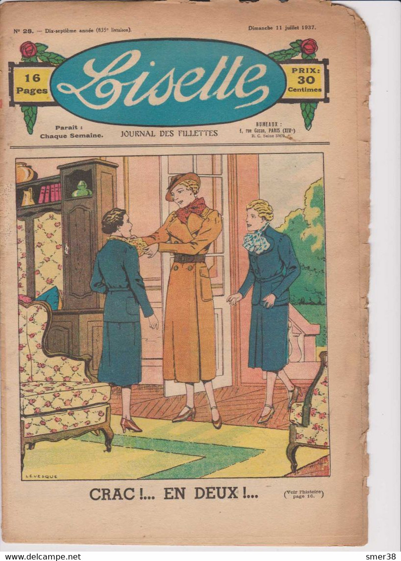 Lisette - Journal Des Fillettes  - 1937 - 17eme Année  - N° 28 -  11/07/1937 - Lisette