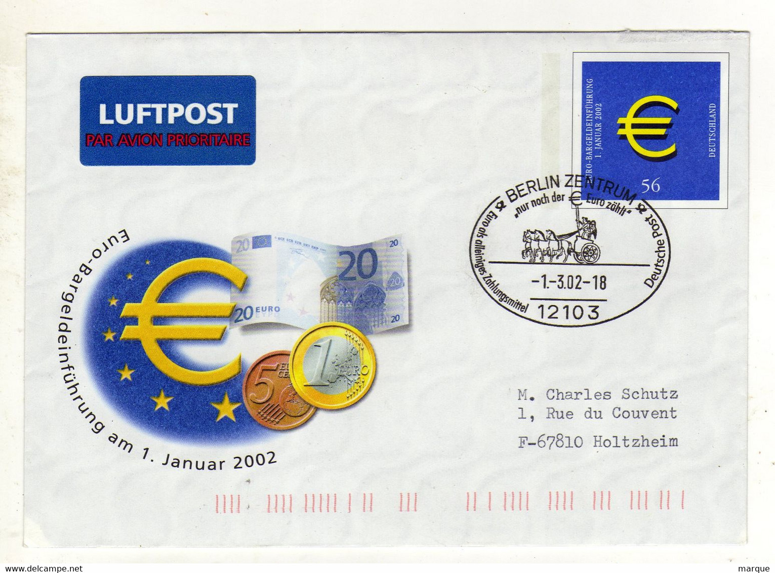 Enveloppe ALLEMAGNE Oblitération BERLIN 03/01/2002 - Maschinenstempel (EMA)