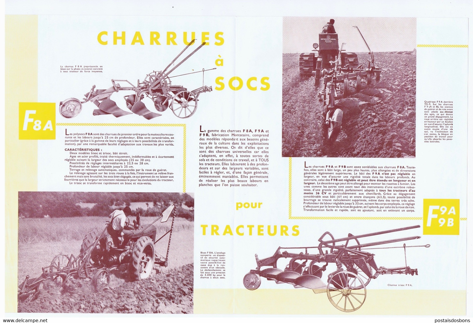 C10A) Feuillet Publicité Tracteur CHARRUES F8A F9A F9B McCORMICK  4pp. 28x21cm - Tractors