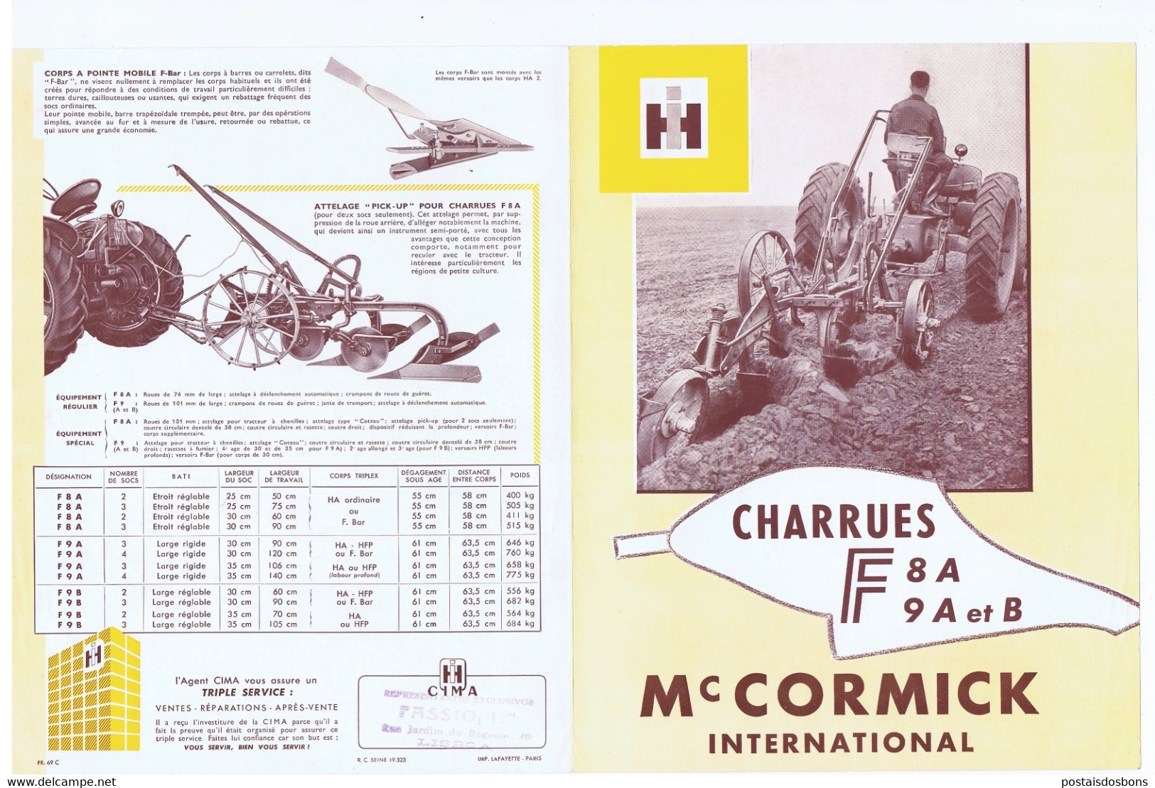 C10A) Feuillet Publicité Tracteur CHARRUES F8A F9A F9B McCORMICK  4pp. 28x21cm - Trattori