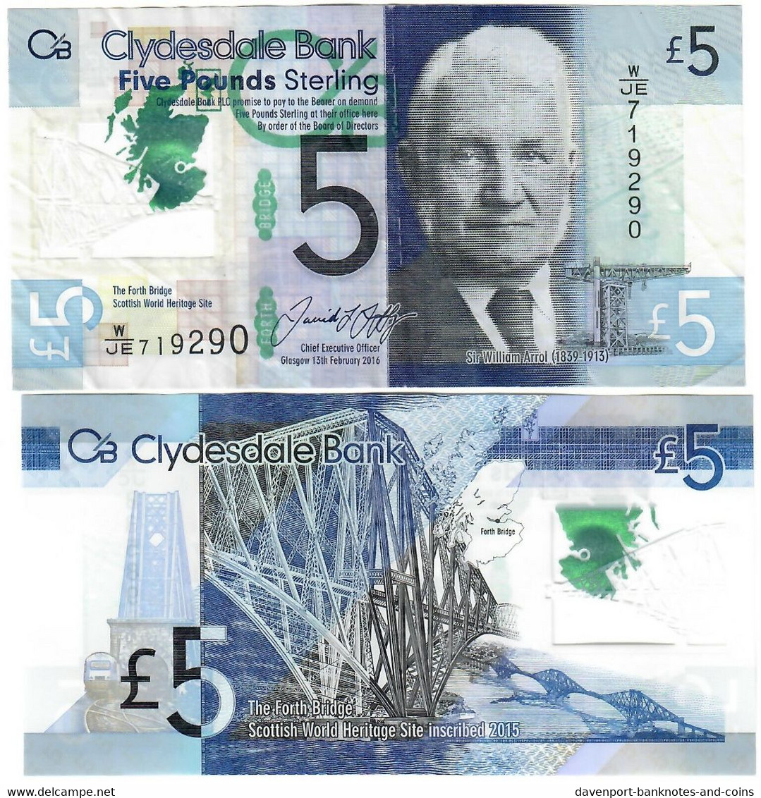 Scotland 5 Pounds 2016 F Clydesdale Bank - 5 Pounds