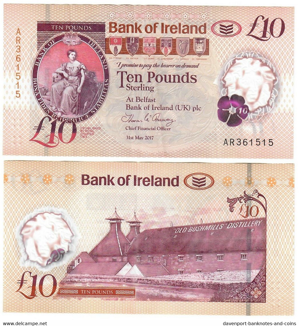 Northern Ireland 10 Pounds 2017 VF Bank Of Ireland - 10 Ponden