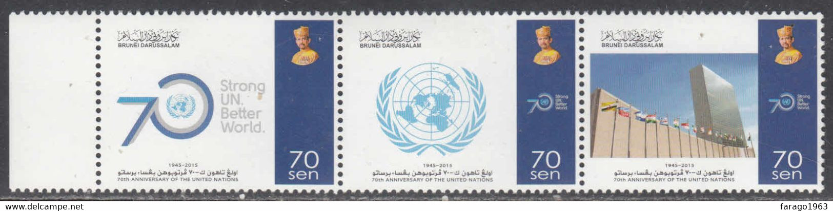 2015 Brunei United Nations UN ONU Complete Strip Of 3 MNH - Brunei (1984-...)