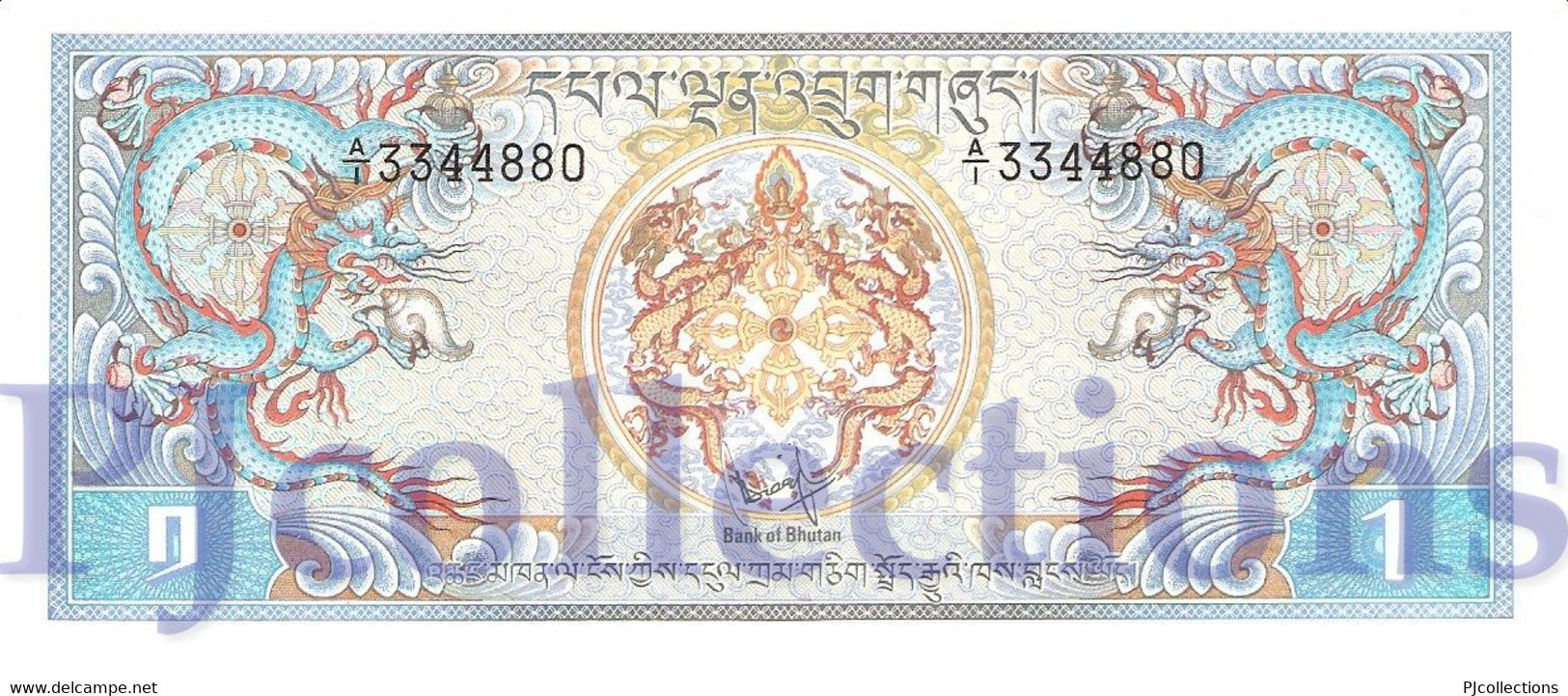 BHUTAN 1 NGULTRUM 1981 PICK 5 PREFIX A/1 UNC - Bhutan