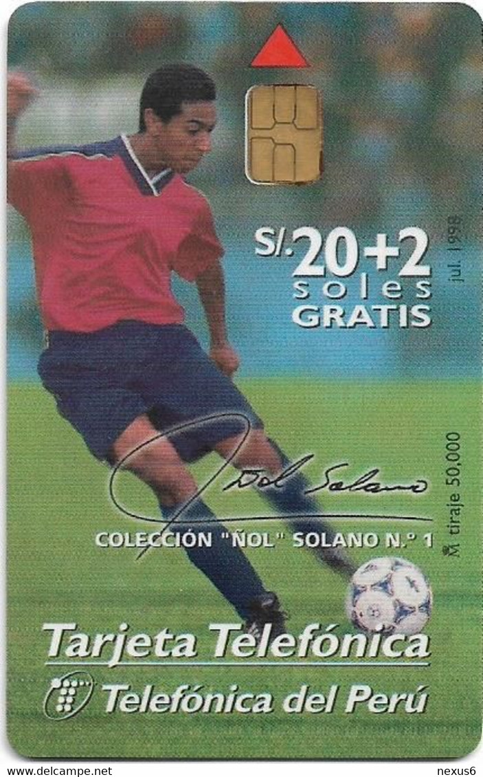 Peru - Telefónica - Football, Colección Ñol Solano #1, 20+2Sol, 50.000ex, Used - Peru