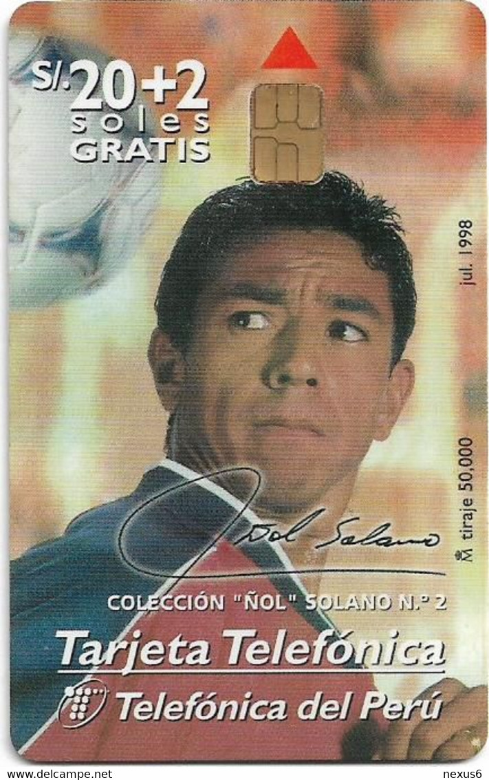 Peru - Telefónica - Football, Colección Ñol Solano #2, 20+2Sol, 50.000ex, Used - Peru