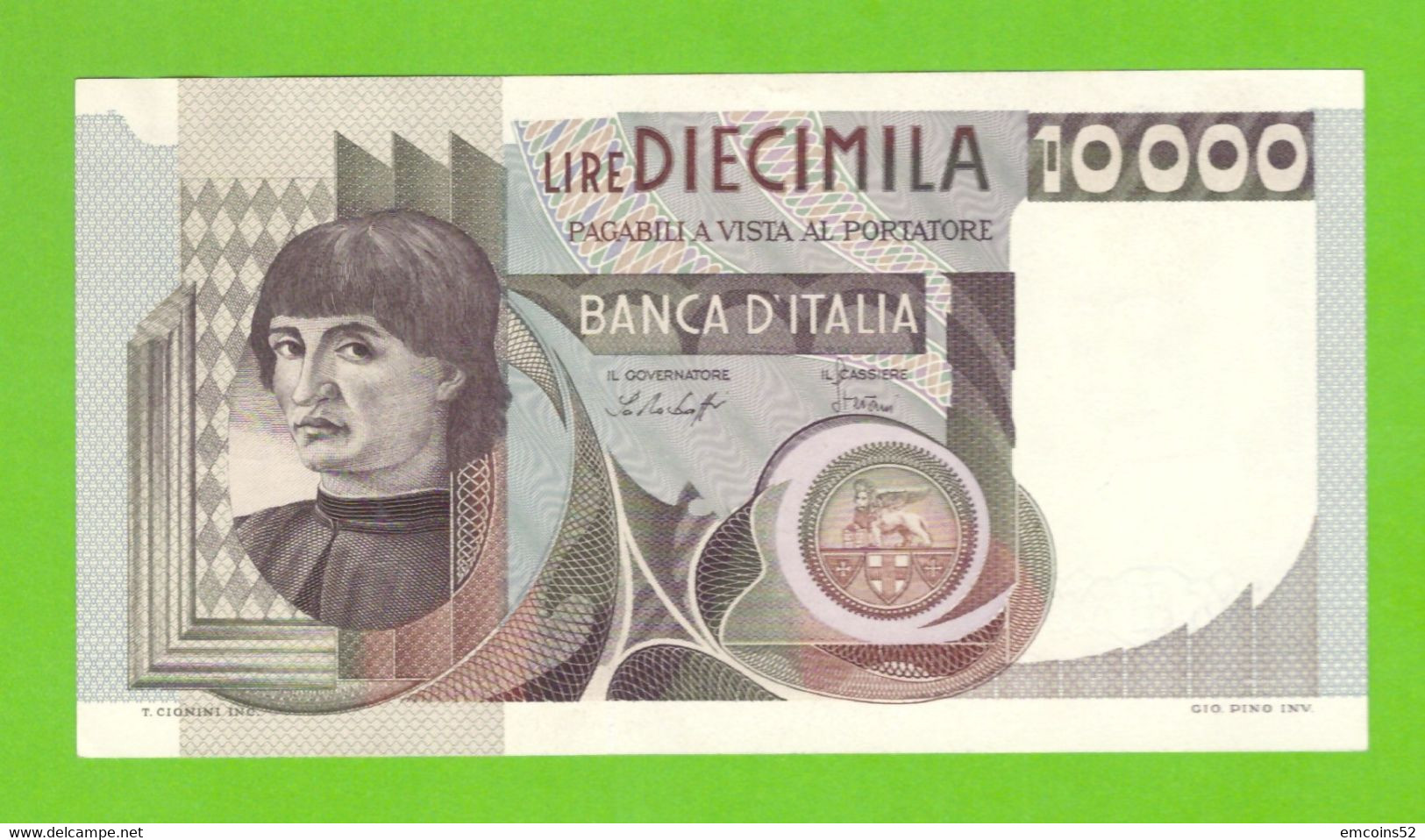 ITALY 10000 LIRE 1976 P-106a ABOUT UNC - 10000 Lire