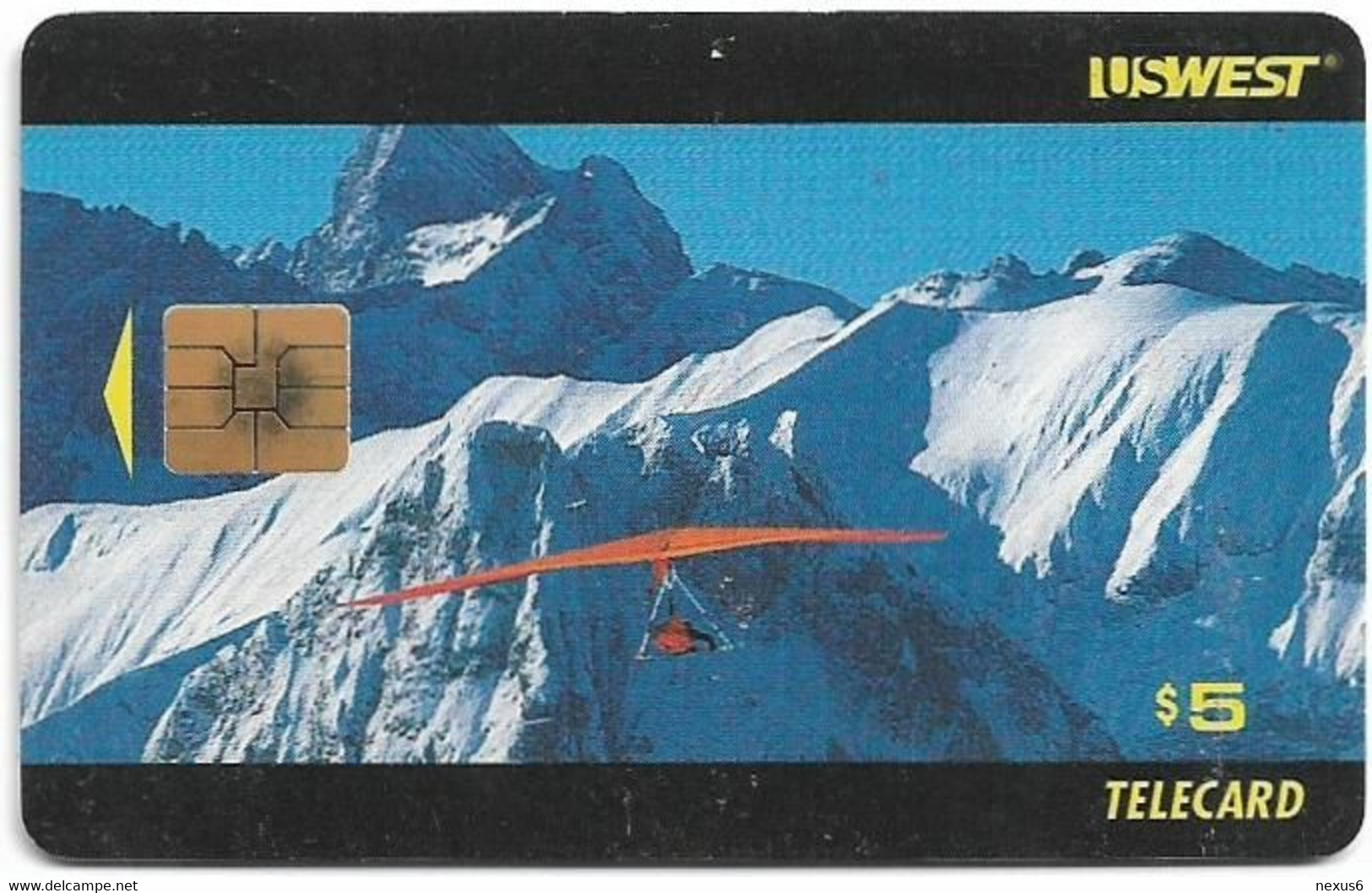 USA - U.S. West (Chip) - Hang Glider, Snow & Ice Mountain, Solaic, 08.1995, 5$, 15.000ex, Used - [2] Chipkarten