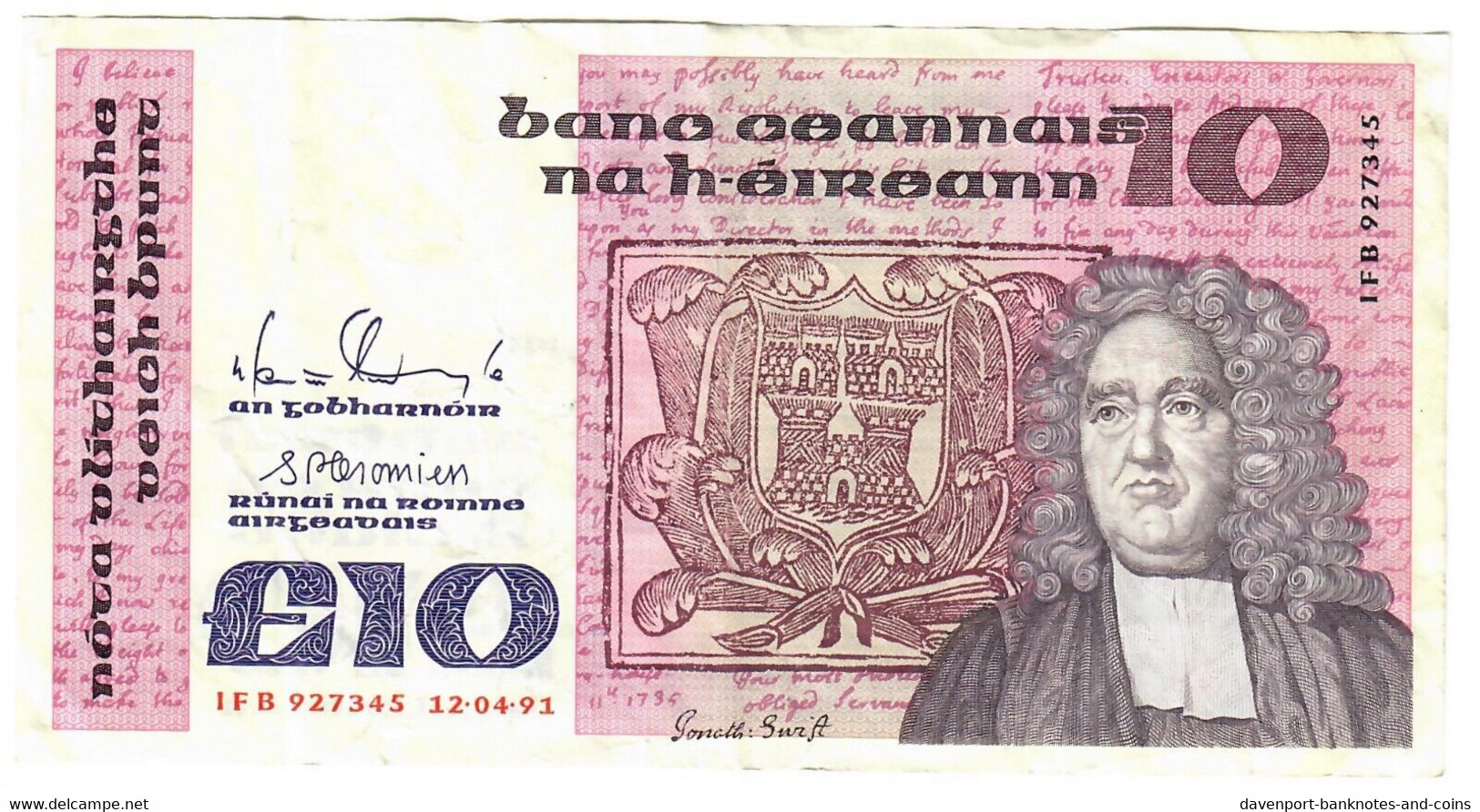 Ireland 10 Pounds 1991 VF - Ierland