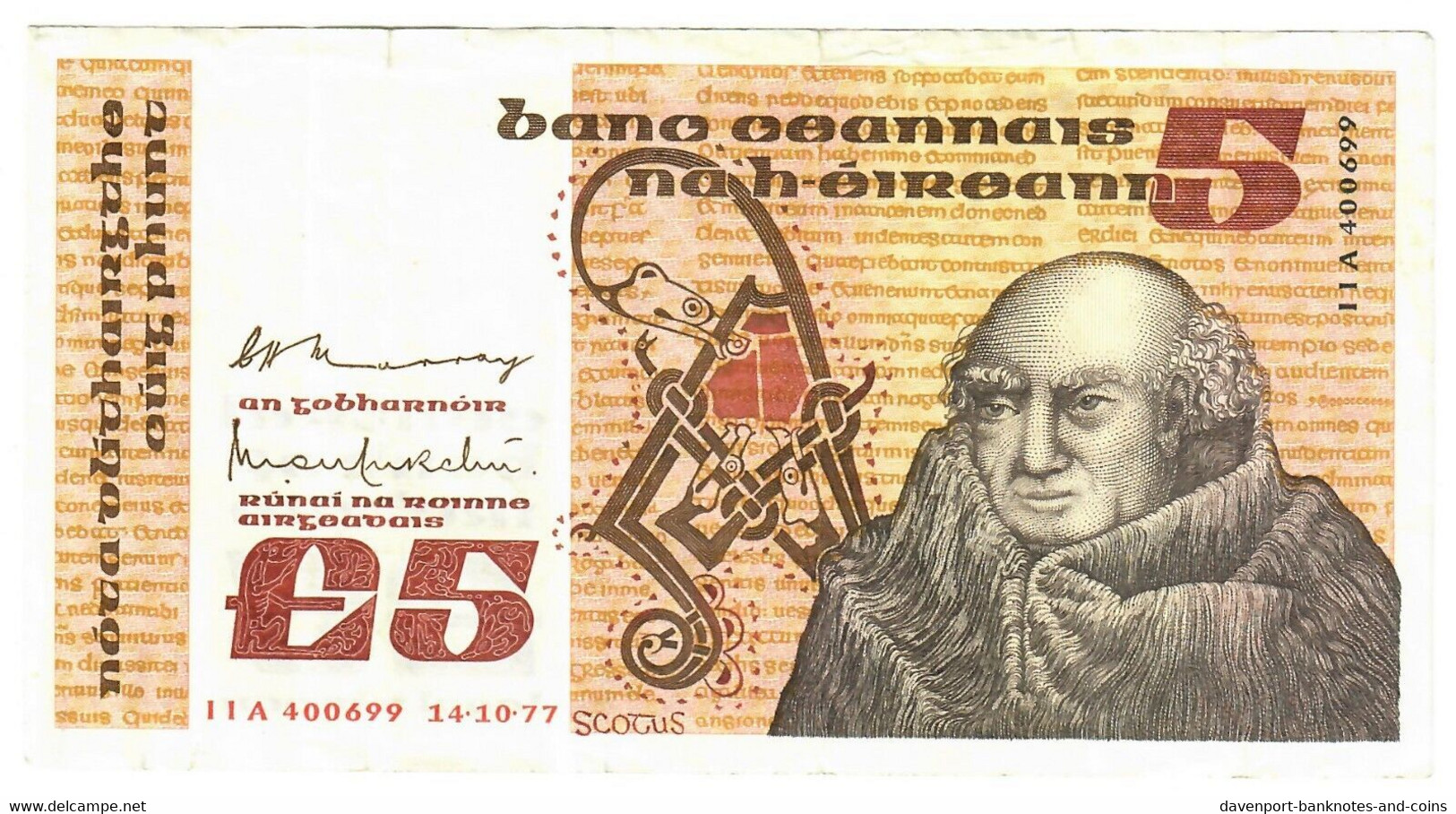 Ireland 5 Pounds 1977 VF - Irland