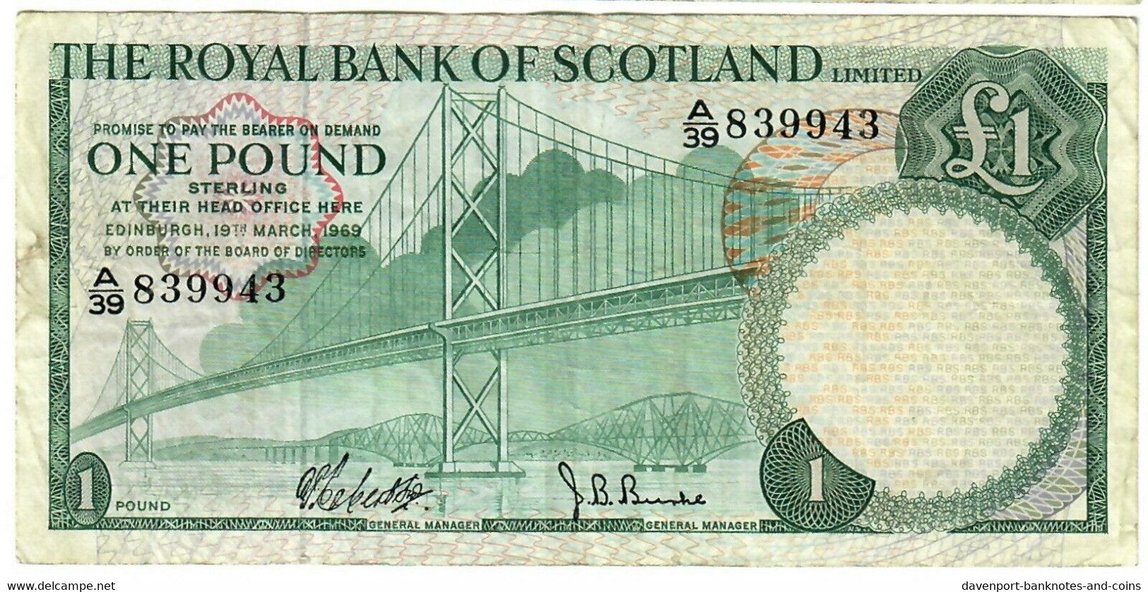 Scotland 1 Pound 1969 VF Royal Bank Of Scotland - 1 Pond