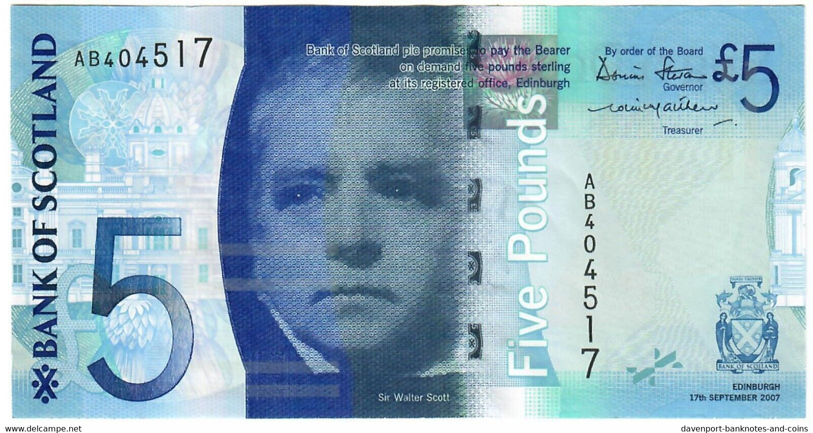 Scotland 5 Pounds 2007 AUNC Bank Of Scotland - 5 Pounds