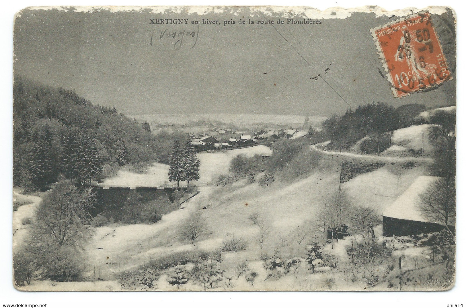 CPA XERTIGNY VOSGES EN HIVER PRIS DE LA ROUTE DE PLOMBIERES 1916 - Xertigny