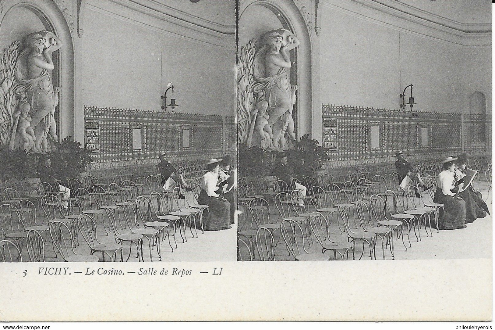 CPA VICHY 03 Vues Stéréoscopiques : Le Casino Salle De Repos - Stereoscopische Kaarten