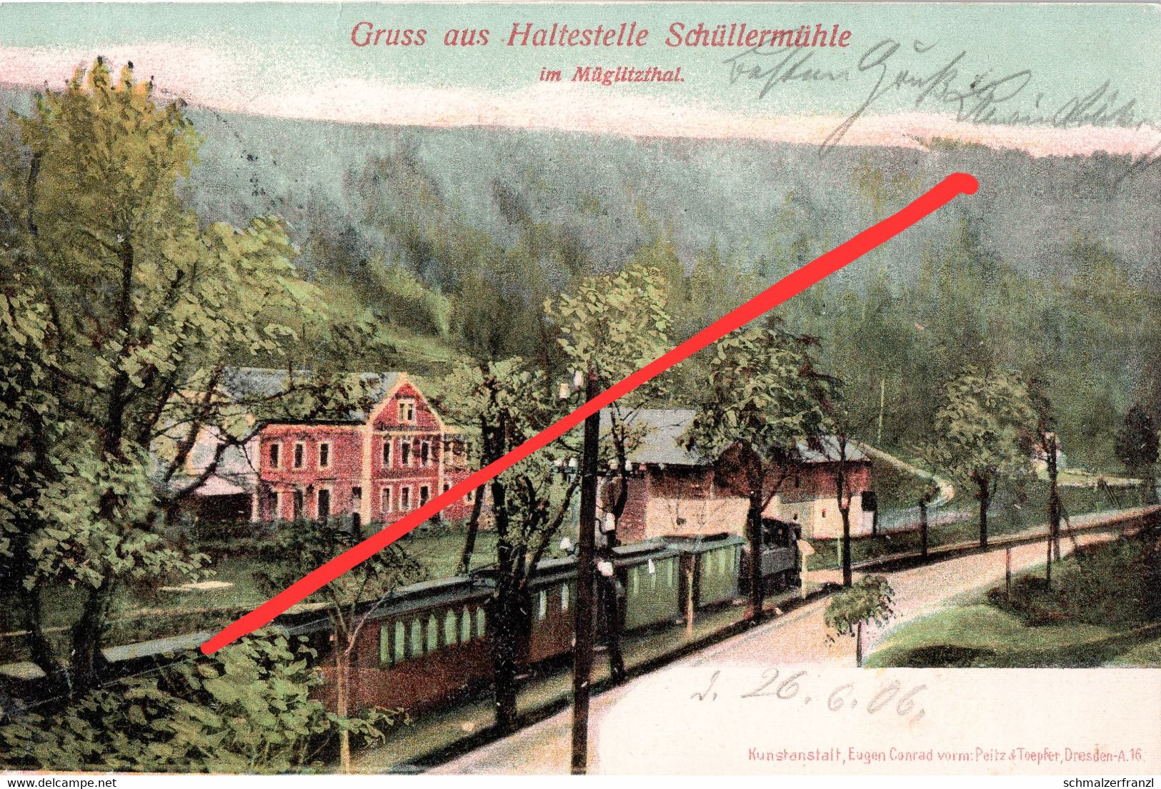 Litho AK Haltestelle Schüllermühle Müglitztal Bahnhof Eisenbahn Zug A Johnsbach Schlottwitz Bärenhecke Geising Glashütte - Glashütte