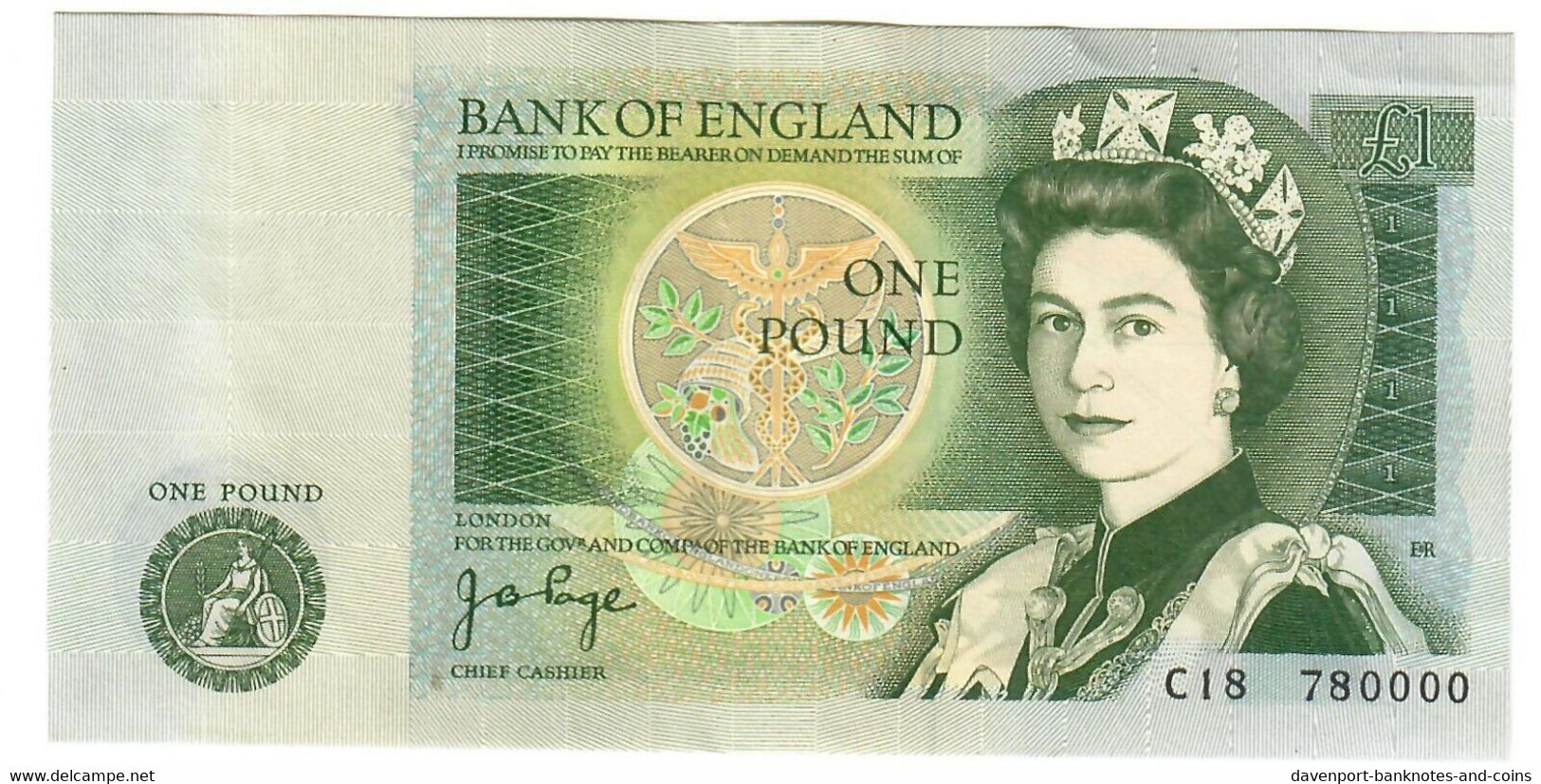 England United Kingdom 1 Pounds 1978 EF "Page" Even Number 780000 - 5 Pond