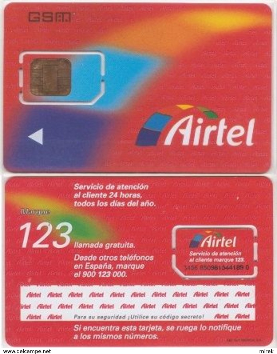 18/ Spain; Airtel, Unbroken Old GSM SIM Card - Airtel