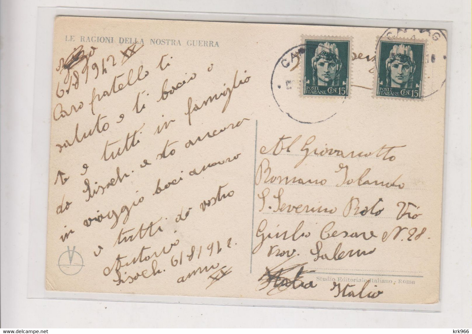 ITALY WW II WAR PROPAGANDA Postcard - Propagande De Guerre