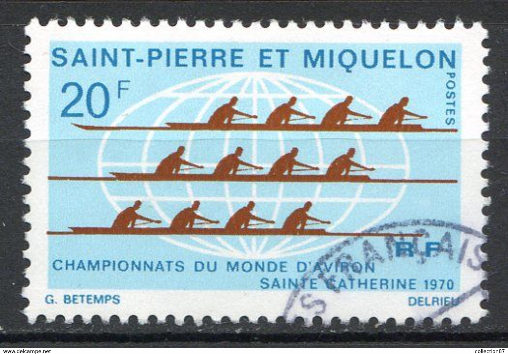 Réf 55 CL2 < -- SAINT PIERRE Et MIQUELON < Yvert N° 405 Ø < Oblitéré Ø Used < Championnat Du Monde D'Aviron - Oblitérés