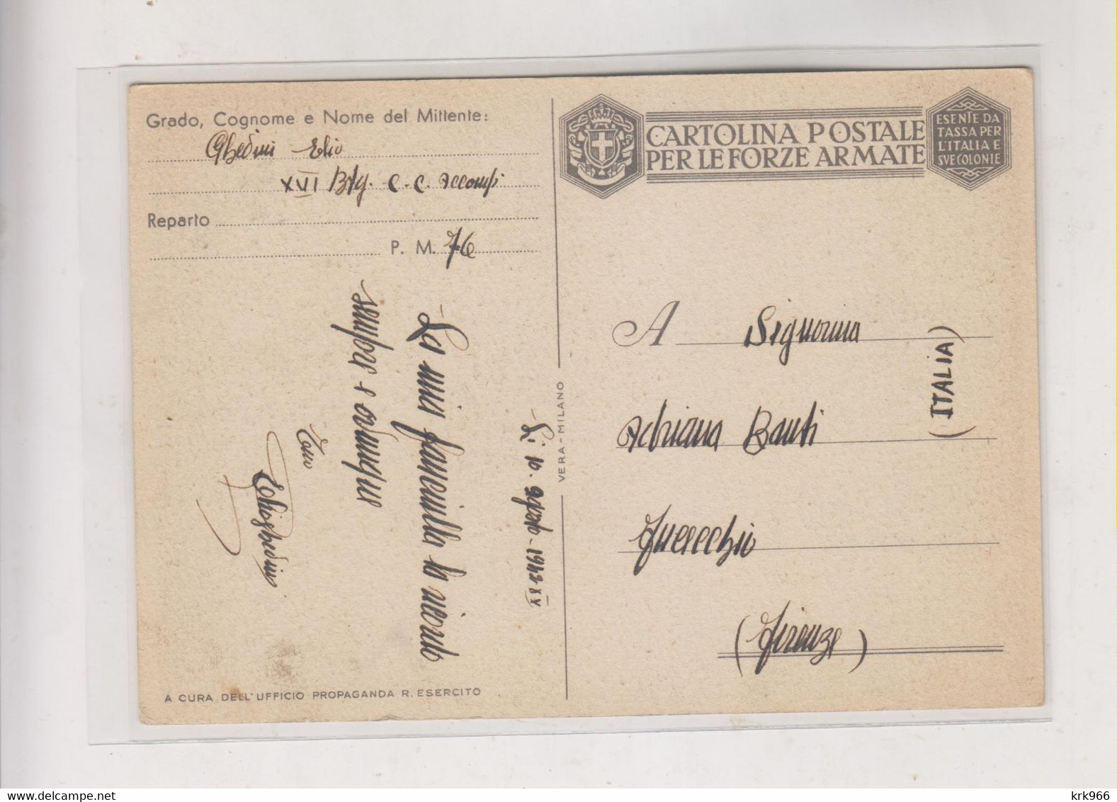 ITALY WW II WAR PROPAGANDA Postcard - Propagande De Guerre
