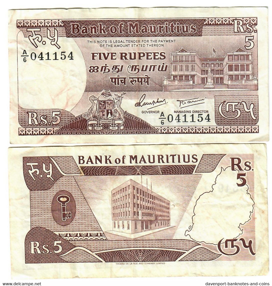 Mauritius 5 Rupees 1985 VF - Mauricio