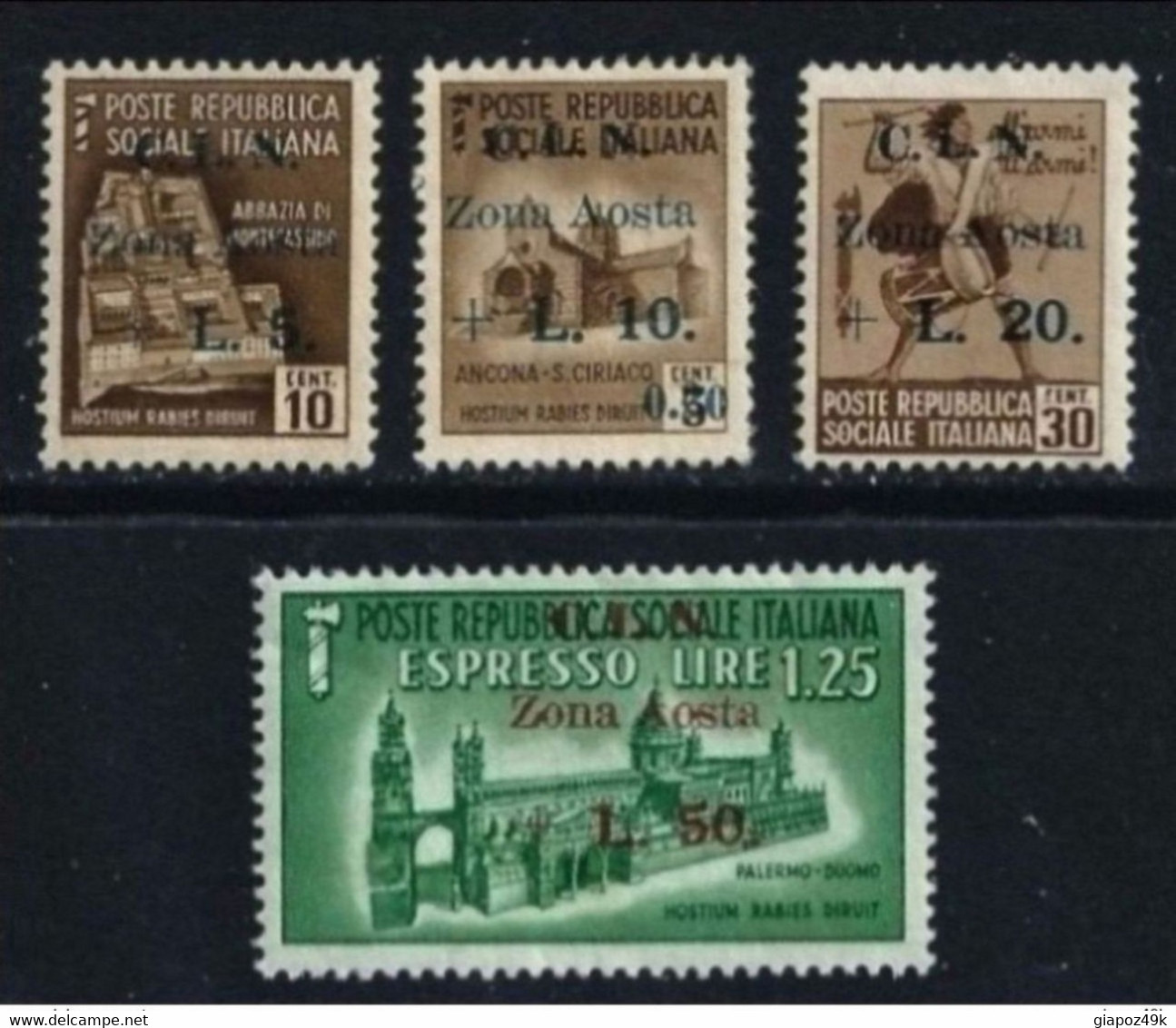 ● Italia C.L.N. 1944 ● AOSTA ֍ Con Sovraprezzo ֍ N. 5 / 8 ** ● Serie Completa = NON Certificati ● Lotto N 1564b ● - Comité De Libération Nationale (CLN)