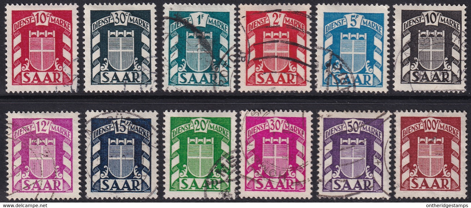 Saar 1949 Sc O27-38 Mi D33-44 Official Set Used - Oficiales