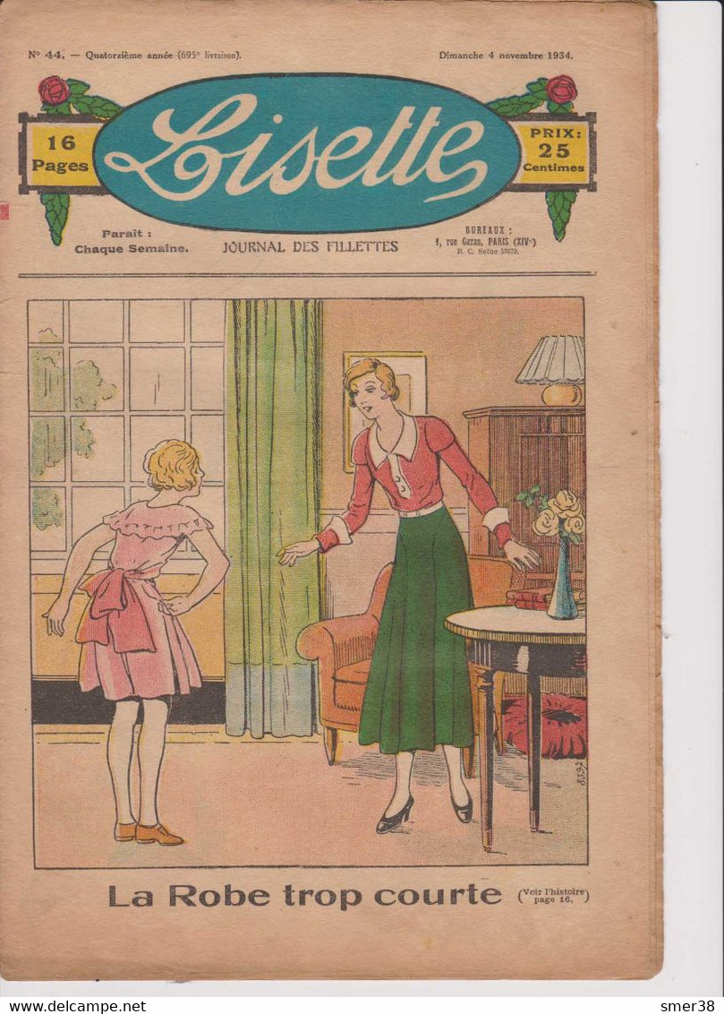 Lisette - Journal Des Fillettes  - 1934 - 14eme Année  - N° 44 - 04/11/1934 - Lisette