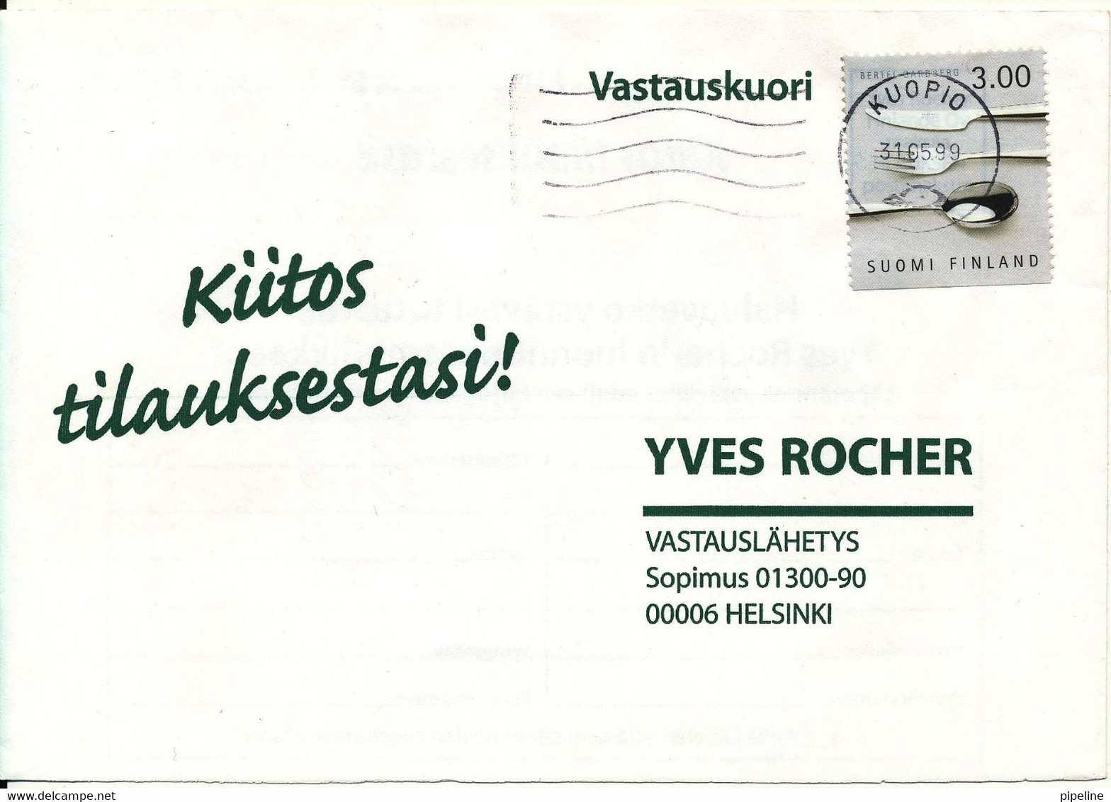 Finland Cover Sent To Denmark Kuopio 31-5-1999 Single Franked - Lettres & Documents