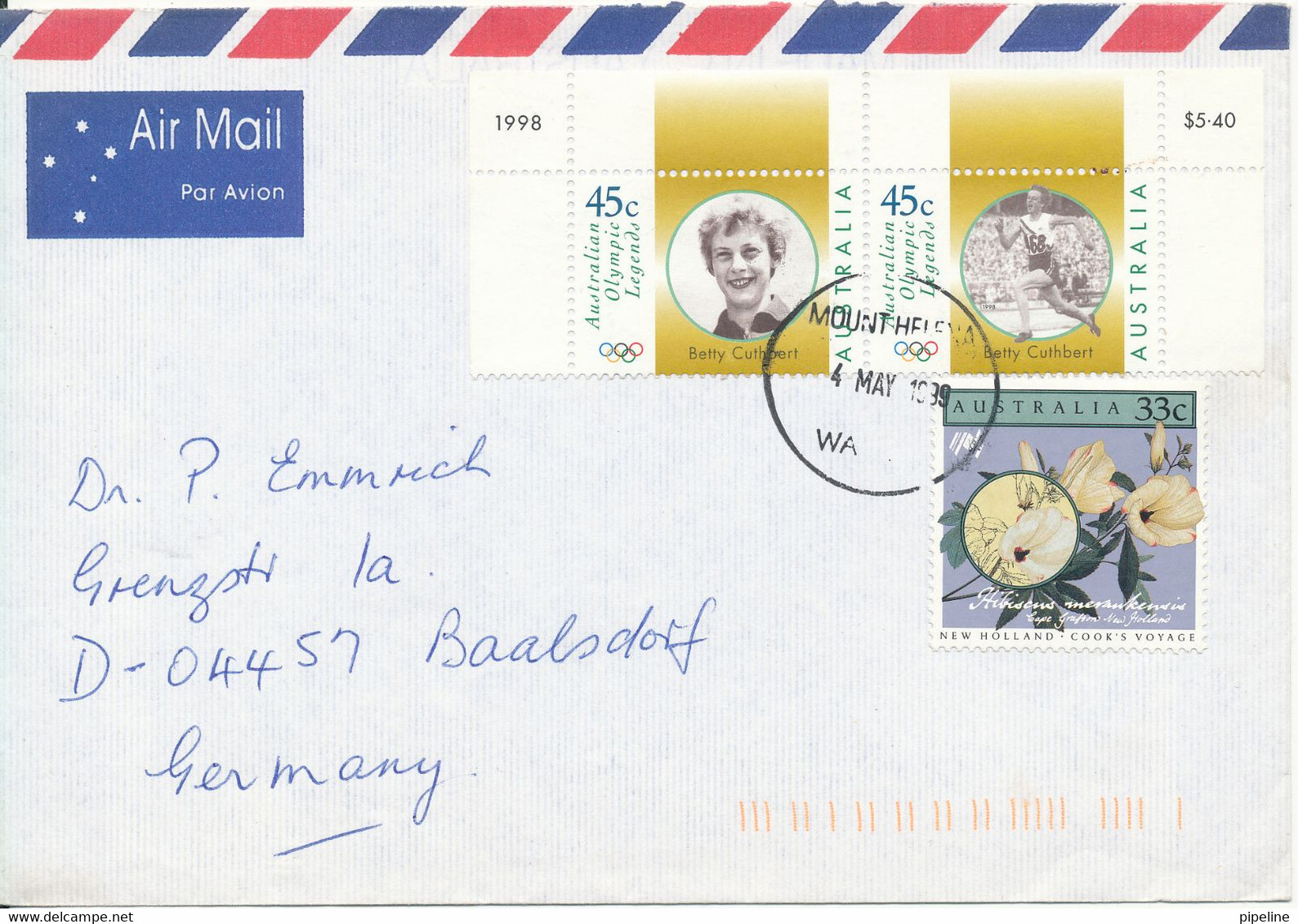 Australia Air Mail Cover Sent To Germany Mount Helena 4-5-1999 Topic Stamps Olympic Games - Lettres & Documents