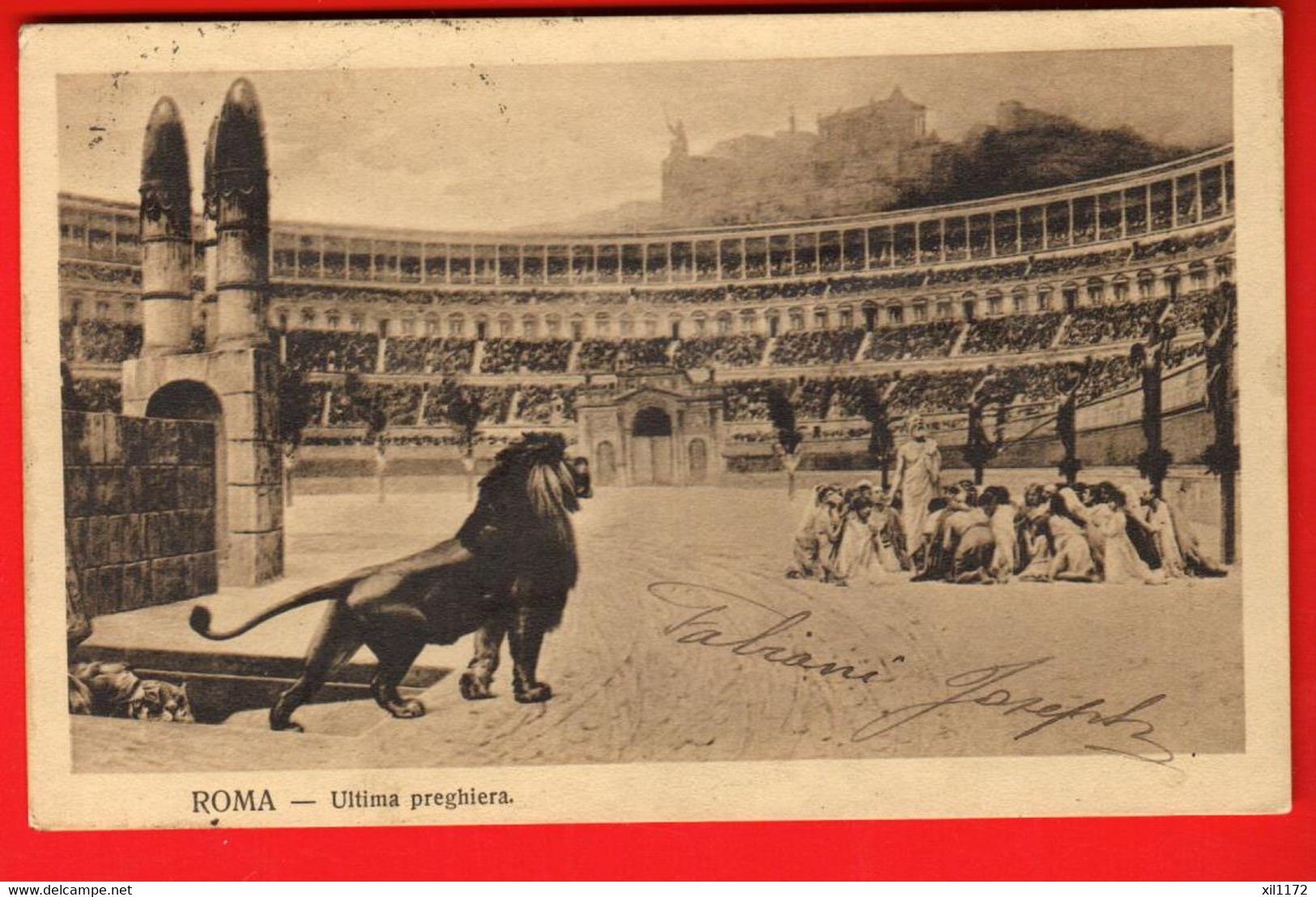 ZUS-20  ROMA   Leone Ultima Preghiera Umore. Humor.  Viaggiatta 1910 Per La Francia - Colosseo