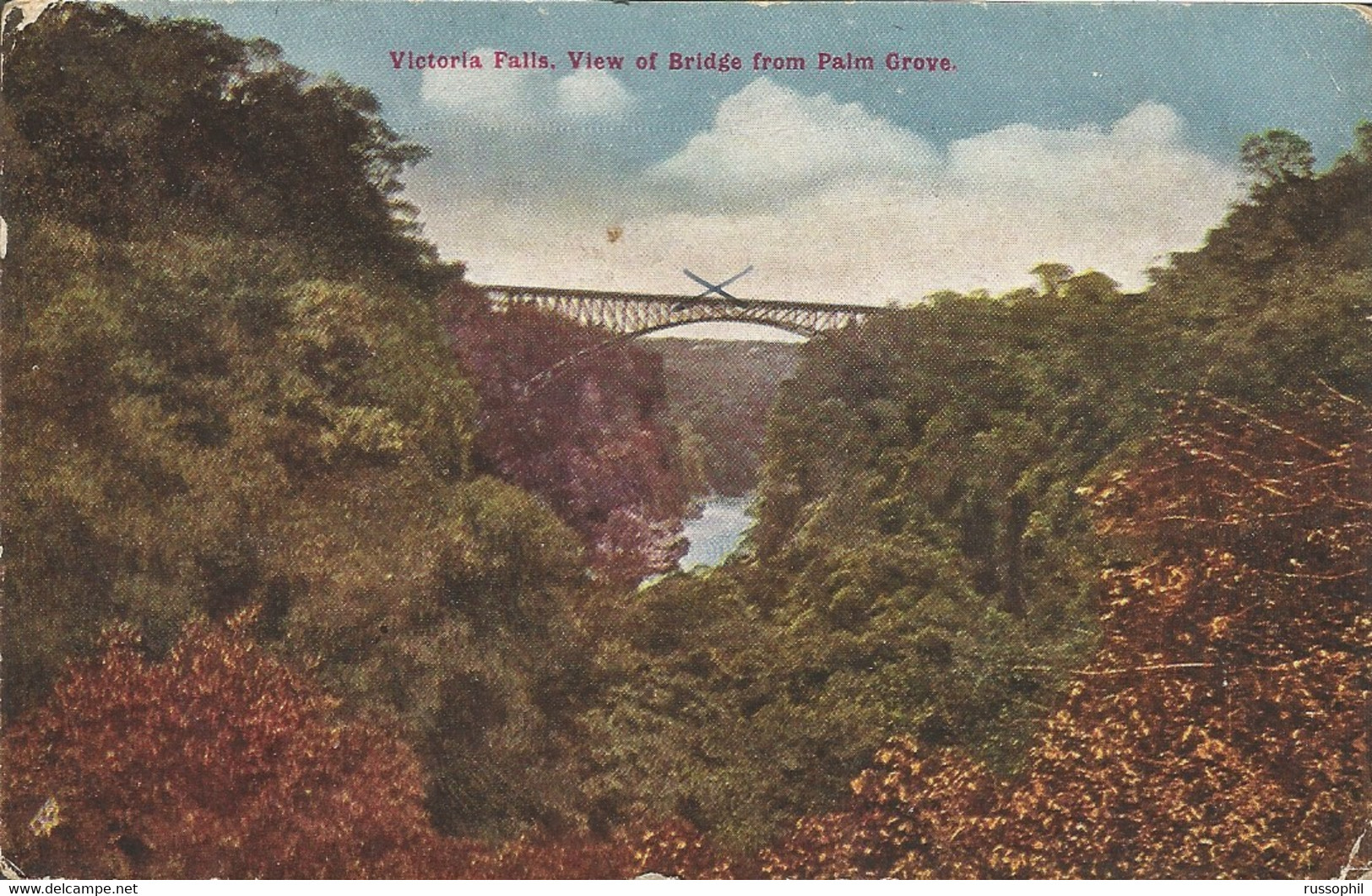 ZIMBABWE - VICTORIA FALLS. VIEW OF BRIDGE FROM PALM GROVE - TUCK'S POST CARD - 1924 - Simbabwe